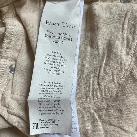 Part Two High Rise Cream Jeans - Picture 7 of 8